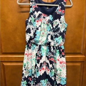 Iz Byer Navy Floral Women’s Dress